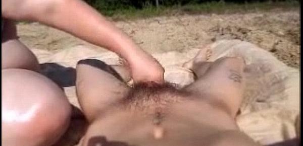 Wife Babyoil Husband Dick And Makes Him Cum While Tanning Outside